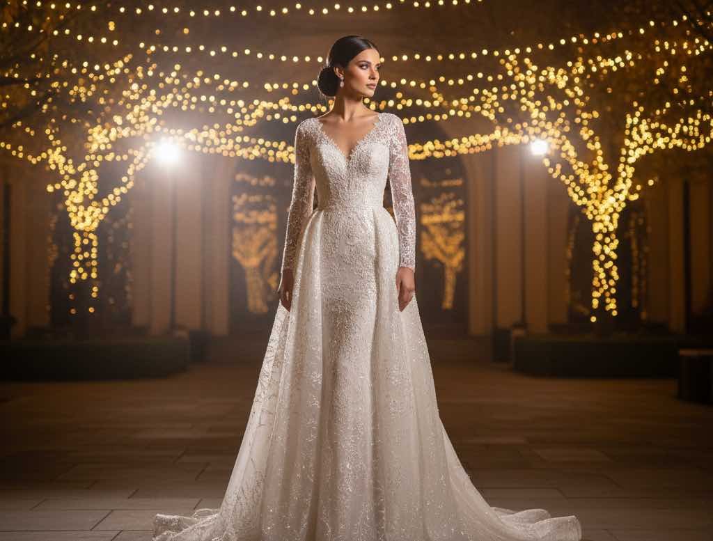 Noiva vestindo vestindo de noiva luxuoso