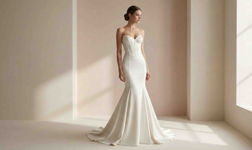 Noiva vestindo vestido de noiva estilo Seriea