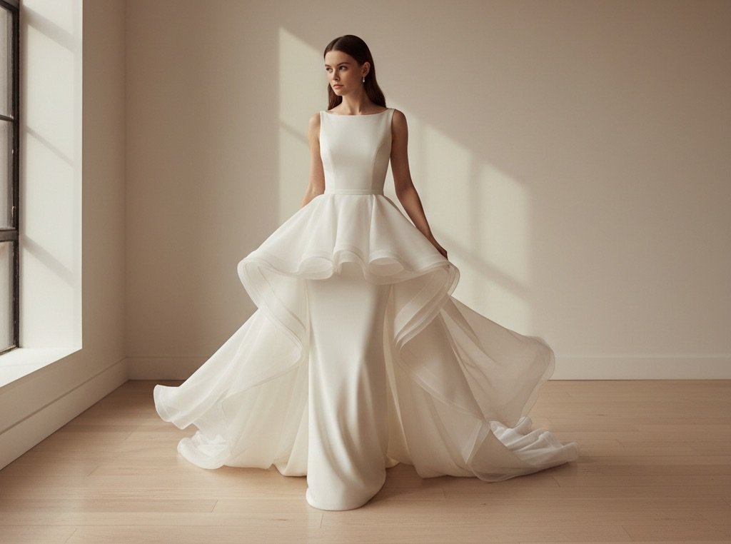 Mulher vestida de noiva com um vestido 2 em 1