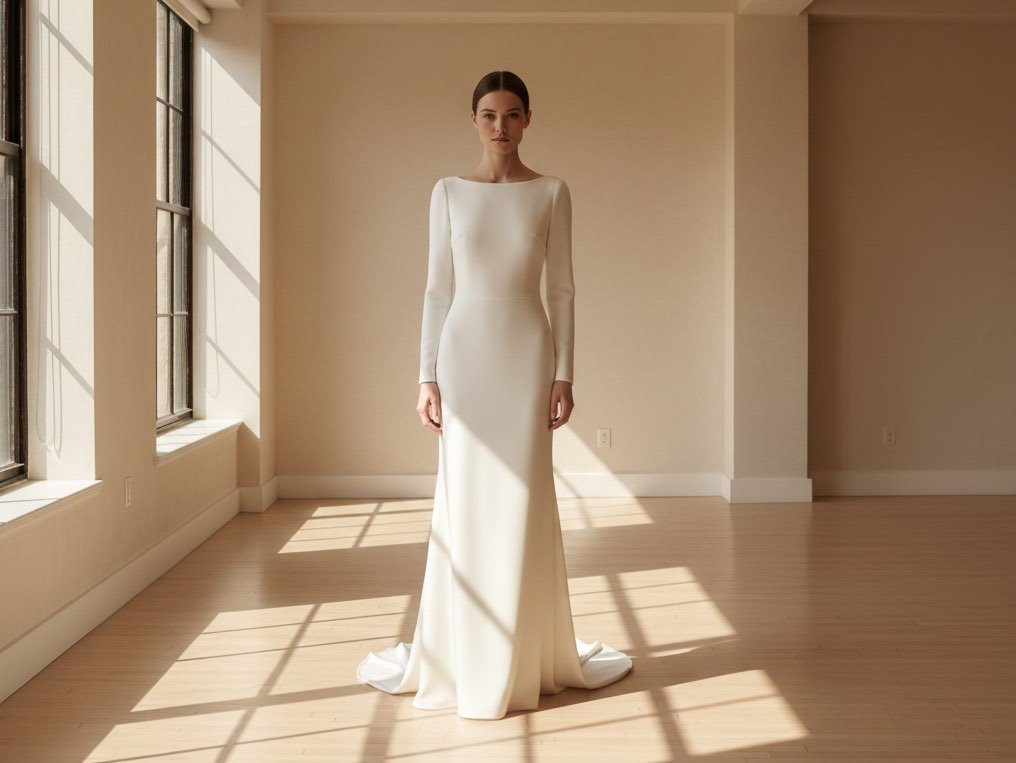 noiva vestindo um vestido minimalista